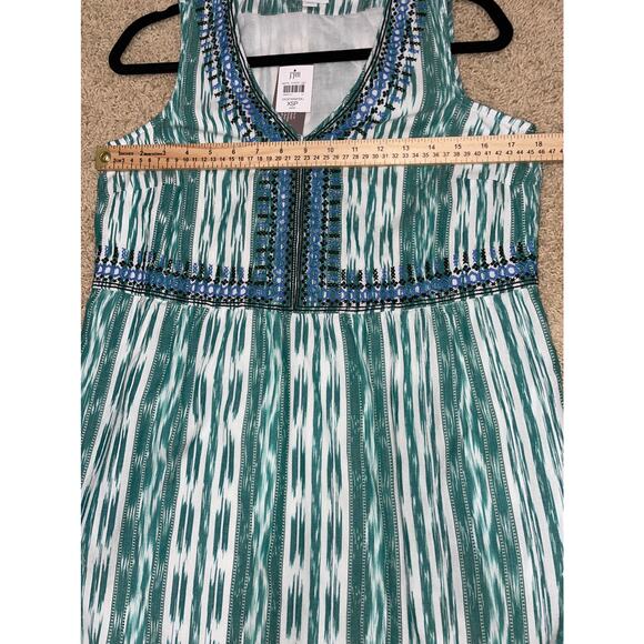 J. JILL Embroidered Ikat Dress Dark Spearmint Size XSP - Picture 8 of 9
